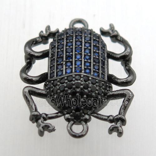 copper beetle connector pave zircon, black plated