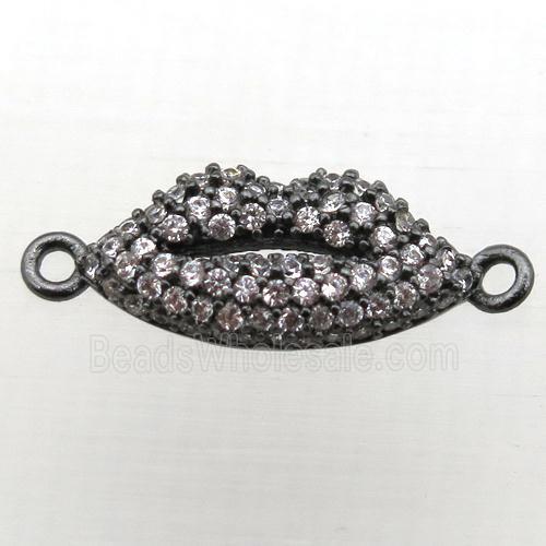 copper lip connector pave zircon, black plated