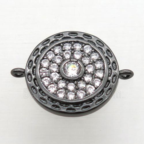 copper circle connector pave zircon, black plated