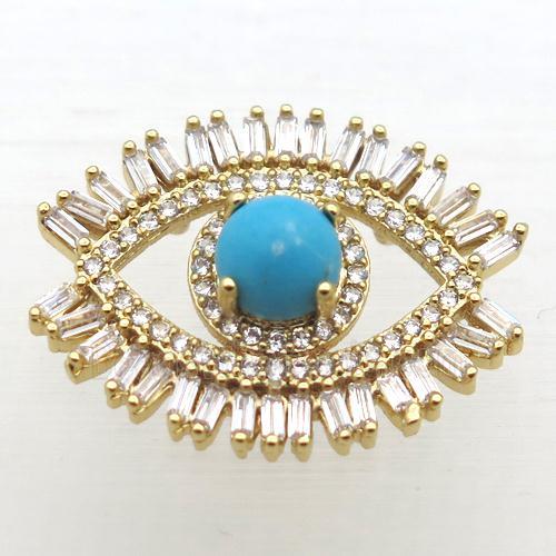 copper eye connector pave zircon, gold plated