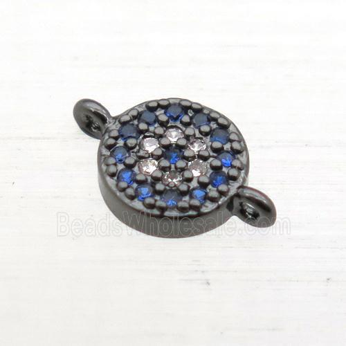 copper circle connector pave zircon, black plated
