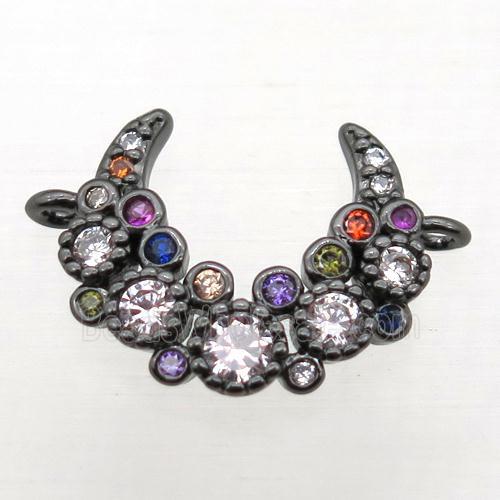 copper moon connector pave zircon, black plated