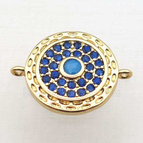 copper circle pendant pave zircon, gold plated