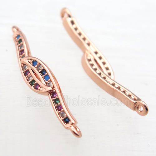 copper connector pave zircon, rose gold