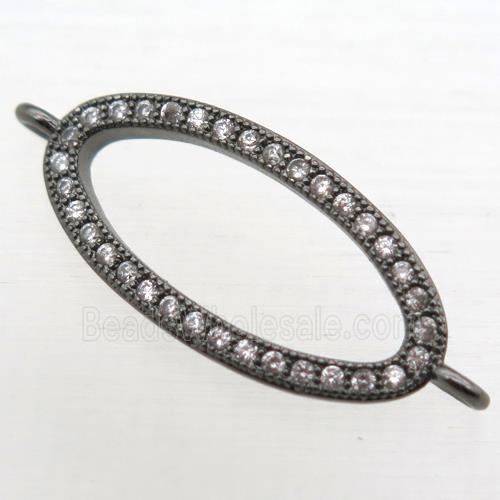 copper oval connector pave zircon, black plated