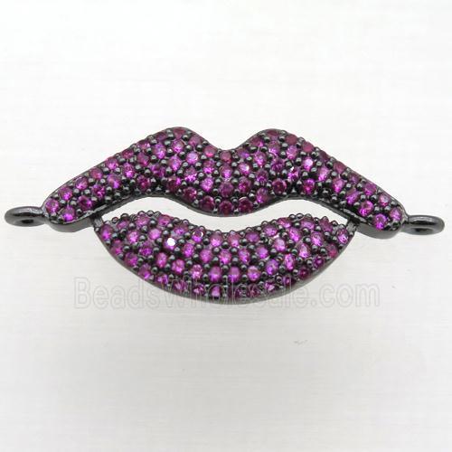 copper lip connector pave zircon, black plated