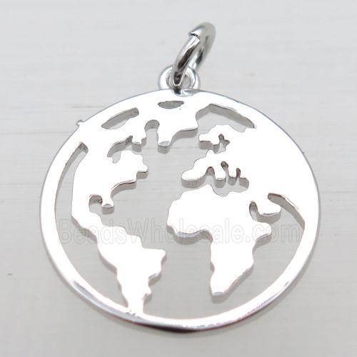 copper earth pendant, platinum plated