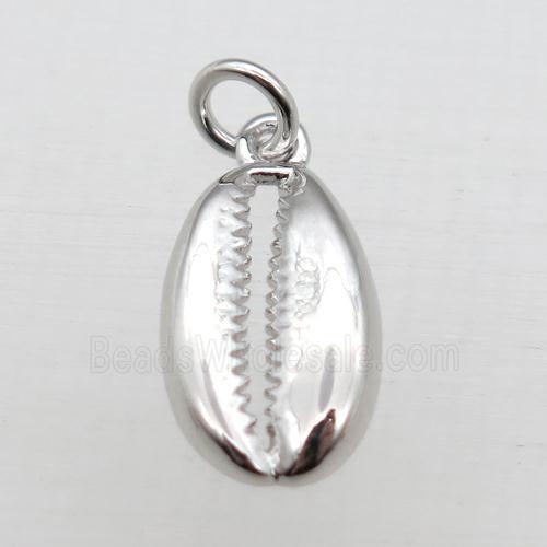 copper shell pendant, platinum plated