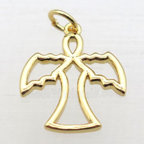 copper angel pendant, gold plated