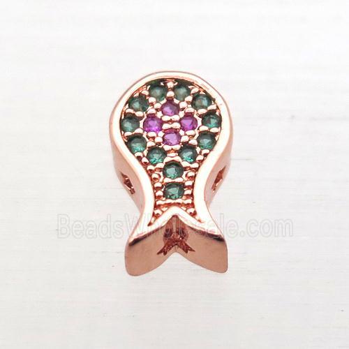 copper octopus beads pave zircon, rose gold