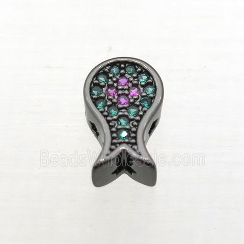 copper octopus beads pave zircon, black plated