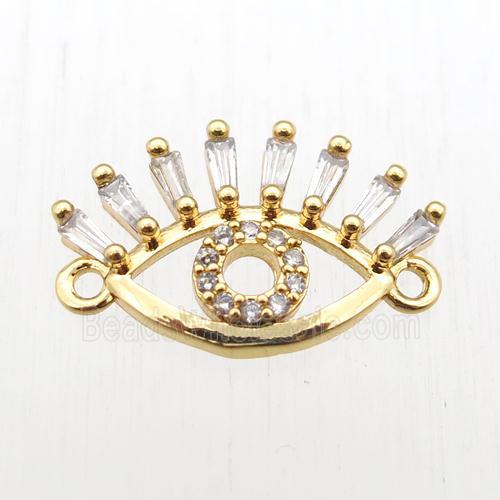 copper eye connector paved zircon, gold plated