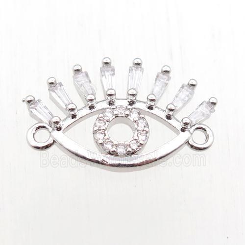 copper eye connector paved zircon, platinum plated