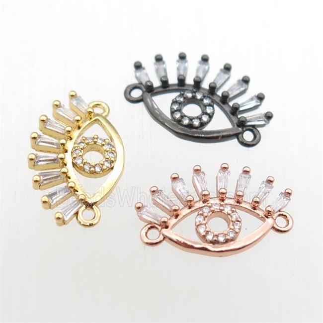 copper eye connector paved zircon, mixed color