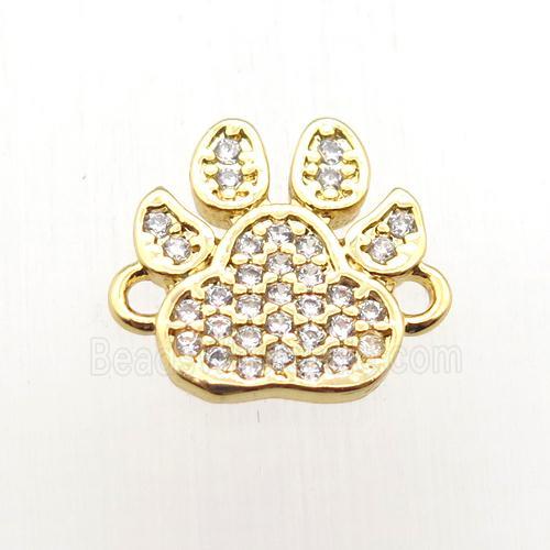 copper Paws connector paved zircon, gold plated