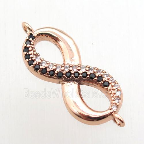 copper Infinity connector paved zircon, rose gold