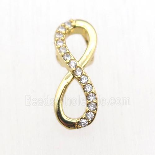copper Infinity connector paved zircon, gold plated