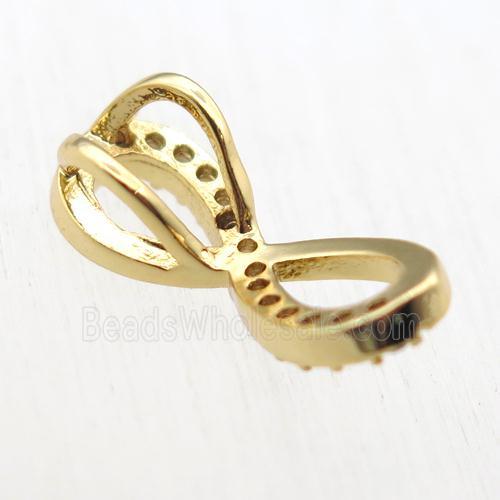 copper Infinity connector paved zircon, gold plated