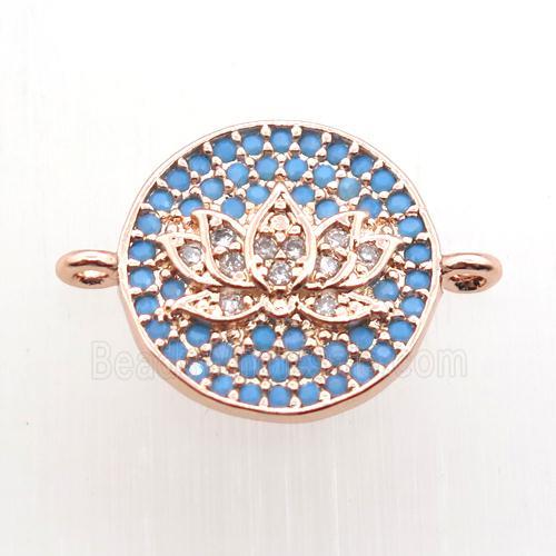 copper lotus connector paved zircon, rose gold