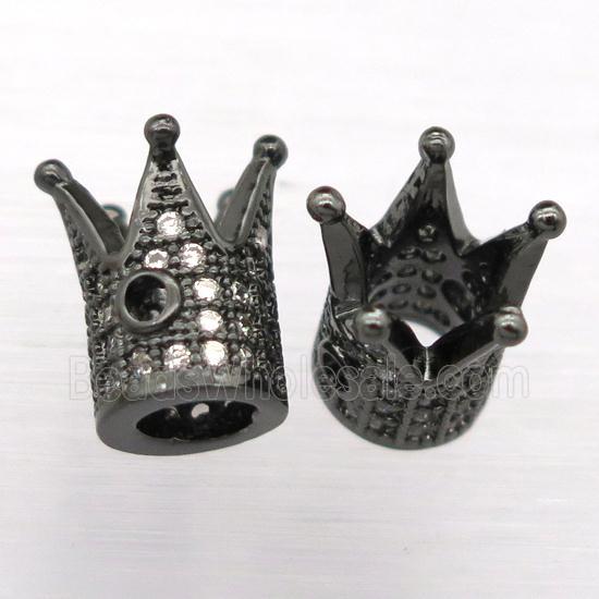 copper crown beads paved zircon, black plated