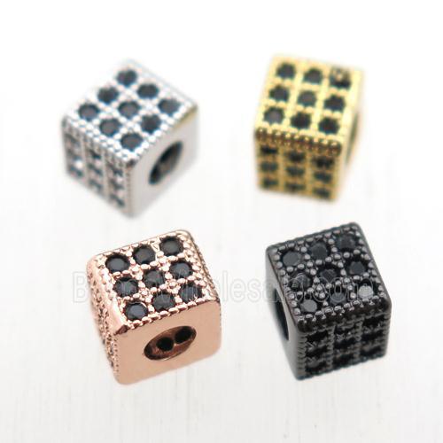 copper cube beads paved zircon, mix color