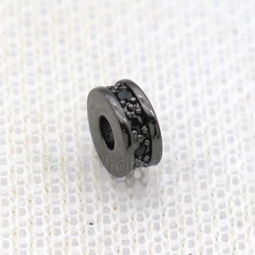 copper heishi beads paved zircon, black plated