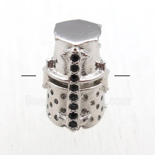 copper bead paved zircon, platinum plated