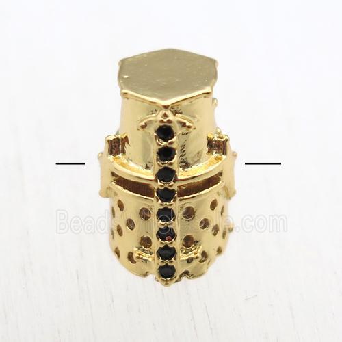 copper bead paved zircon, gold plated