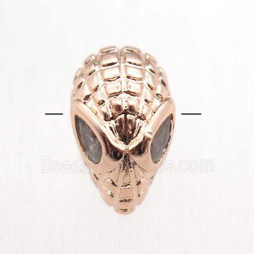 copper Aliens beads paved zircon, rose gold
