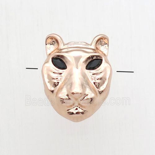 copper pantherhead beads paved zircon, rose gold