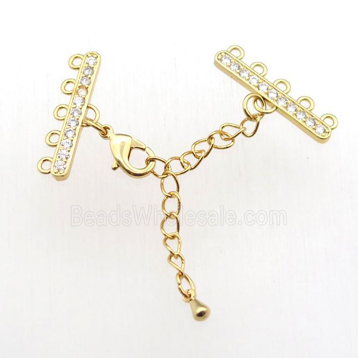 copper linkers paved zircon, gold plated
