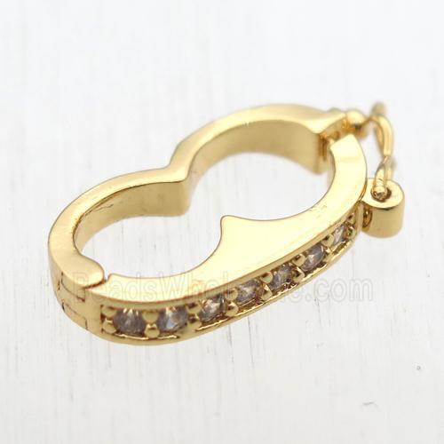 copper clasp paved zircon, gold plated