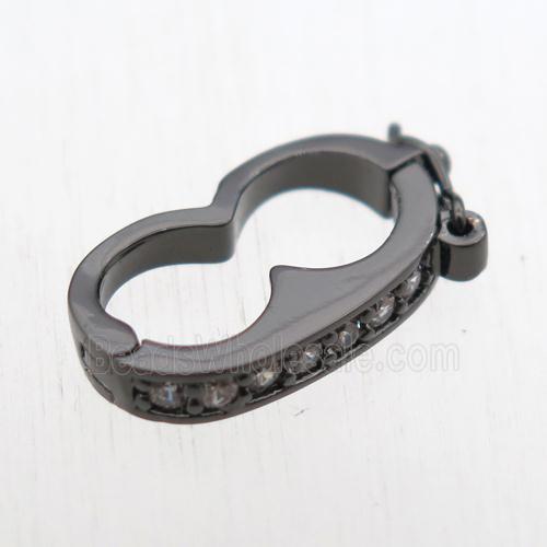 copper clasp paved zircon, black plated