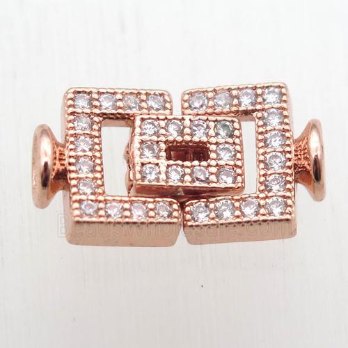 copper clasp paved zircon, rose gold