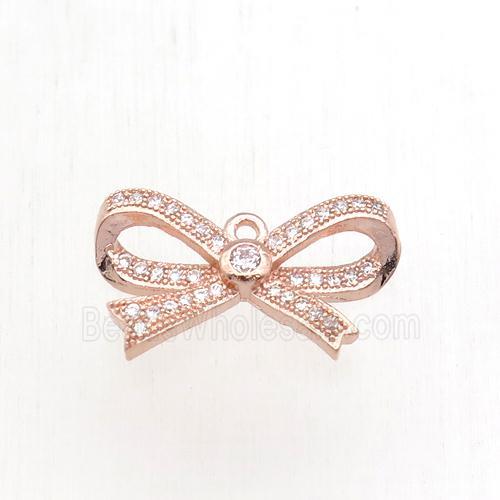 copper knot pendant paved zircon, rose gold