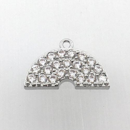 copper rainbow pendant pave zircon, platinum plated