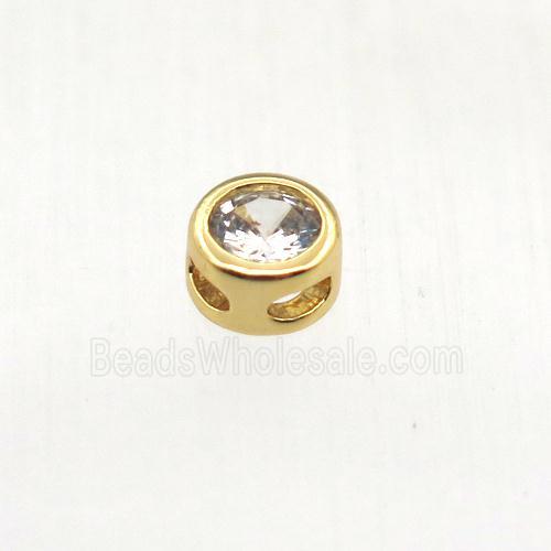 copper beads pave zircon, circle, gold plated
