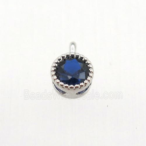 copper pendant pave zircon, circle, platinum plated