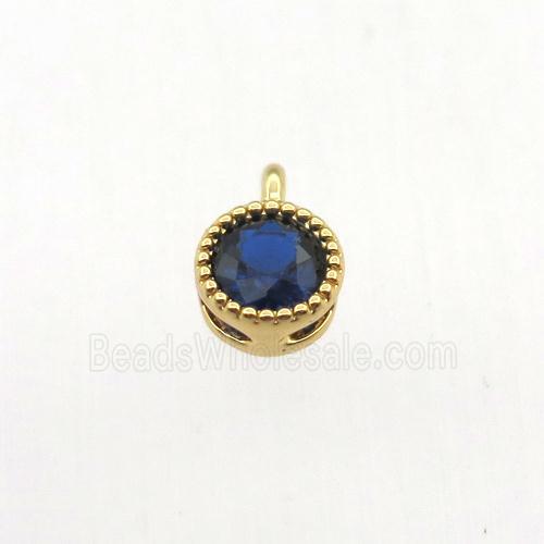 copper pendant pave zircon, circle, gold plated