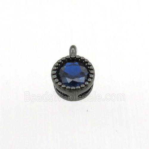copper pendant pave zircon, circle, black plated