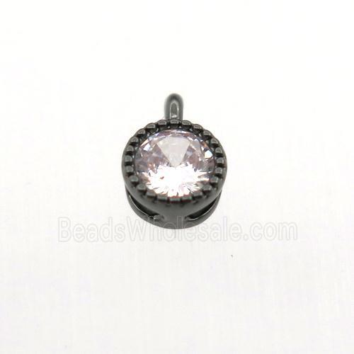 copper pendant pave zircon, circle, black plated