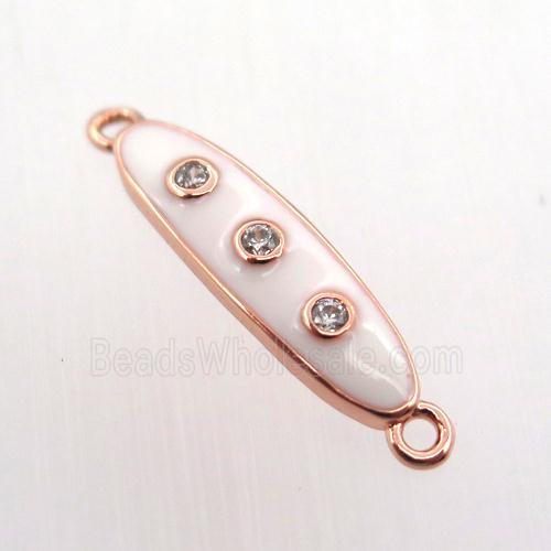 copper oval connector pave zircon with enameling, rose gold