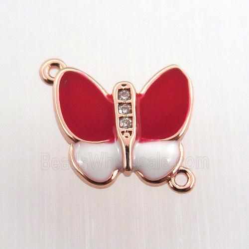 copper butterfly connector paved zircon, rose gold