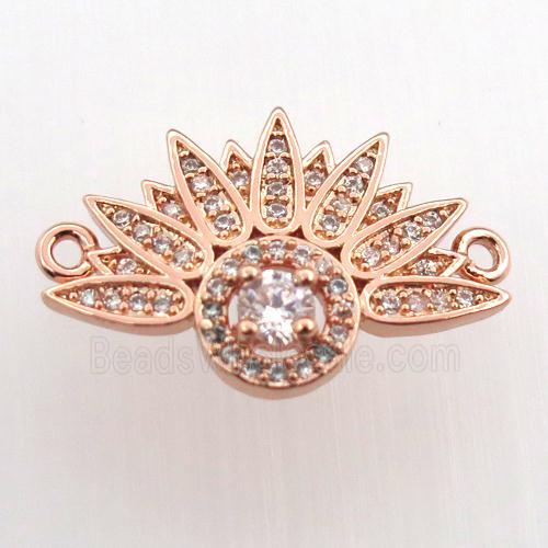 copper fan pendant paved zircon, rose gold