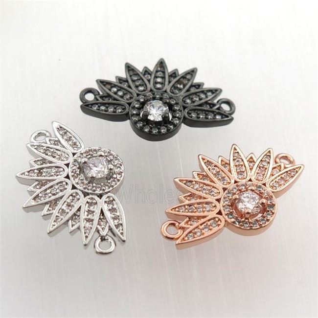 copper fan pendant paved zircon with 2loops, mix color