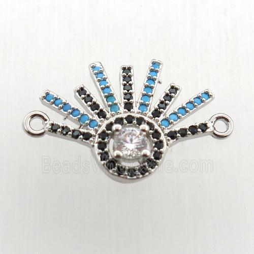 copper pendant paved zircon with 2loops, platinum plated