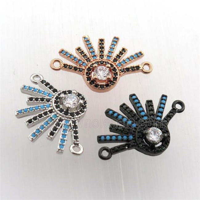 copper pendant paved zircon with 2loops, mix color