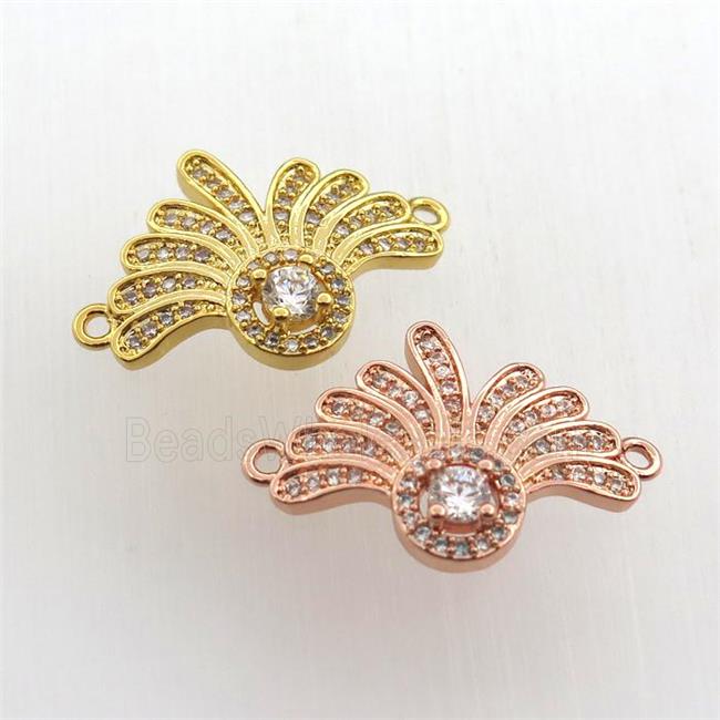 copper pendant paved zircon with 2loops, mix color