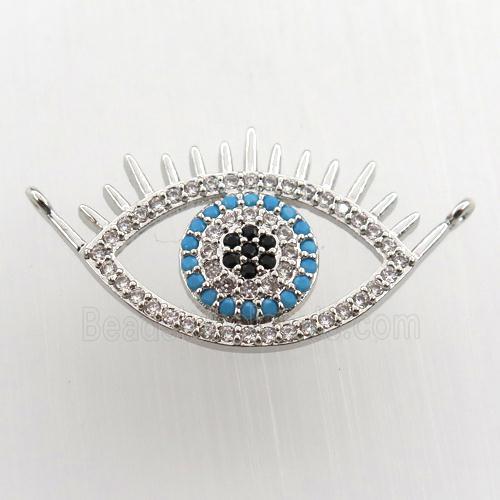 copper eye pendant paved zircon with 2loops, platinum plated