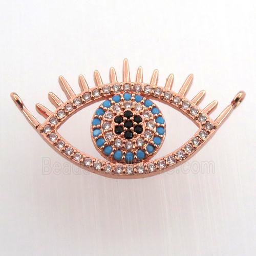 copper eye pendant paved zircon with 2loops, rose gold